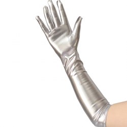 Перчатки серебристые длинные под латекс "Silver" (Wetlook Glossy) / арт. 222-59с