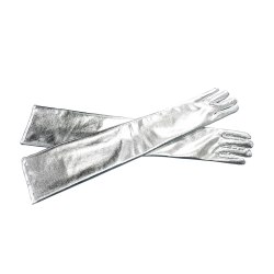 Перчатки серебристые длинные под латекс "Silver" (Wetlook Glossy) / арт. 222-59с