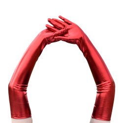 Перчатки красные длинные под латекс "Люкс" (Wetlook Glossy) / арт. 20081-37к