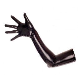 Перчатки черные длинные под латекс "Люкс" (Wetlook Glossy) / арт. 20081-37ч