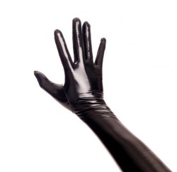 Перчатки черные длинные под латекс "Люкс" (Wetlook Glossy) / арт. 20081-37ч