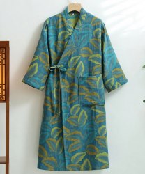 Халат хлопковый "Синяя листва" XL (унисекс) / арт. 286-3