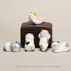 Керамическая статуэтка "Счастливый кот" (подставка) / арт. 289-145