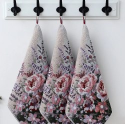 Салфетка марлевая с рисунком "Пионы и лаванда", 34*40 см. / арт. 287-102