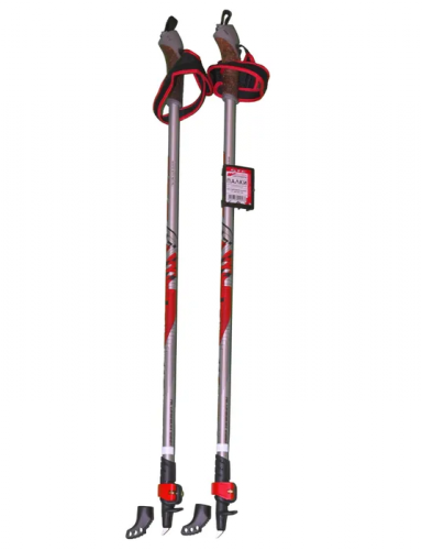 Палки STC для скандинавской ходьбы телескопические 100-135 см красно -черные