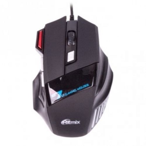 Мышь Ritmix ROM-345, Черный Mouse optical, 7 buttons, USB, 800/1200/1600/2400dpi, black