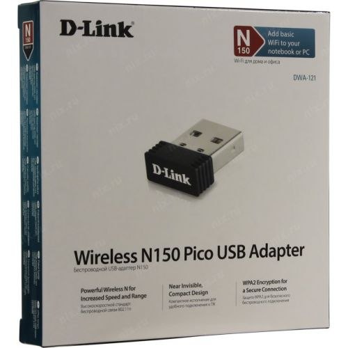 USB адаптер, D-Link, DWA-121/B1A, Беспроводной, 150M, USB