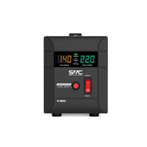 Стабилизатор (AVR), SVC, R-600, 600ВА/500Вт, Диапазон работы AVR: 140-260В,