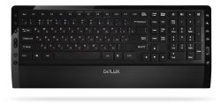 Клавиатура Delux DLK-1900UB, Мультимедийная, Ультра-тонкая, USB, Анг/Рус/Каз, Чёрный