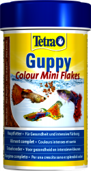 Корм Tetra Guppy Colour Mini Flakes 100ml 144 EE/Полноценный сбалансир корм в виде мини-хлопьев для поддержания окраски рыб