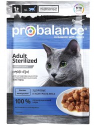 Консерва ProBalance Adult Sterilized для кошек с курицей и рыбой в соусе, 85г