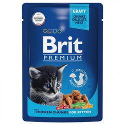 Консерва Brit Premium для котят Цыпленок в соусе 85г