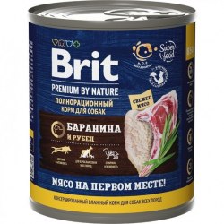 Консерва Brit Premium by Nature с бараниной с рубцом для взрослых собак всех пород, 850г