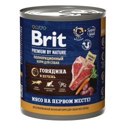 Консерва Brit Premium by Nature говядина и печень, 850 г