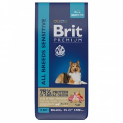 Сухой корм Brit Premium Dog Sensitive,для взрослых собак всех пород с чувствительным пищеварением с ягненком и индейкой 15 кг