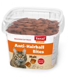 Профилактическое лакомство Sanal Хрустящие подушечки Anti-Hairball Bites Malt (выведение шерсти), 75 г