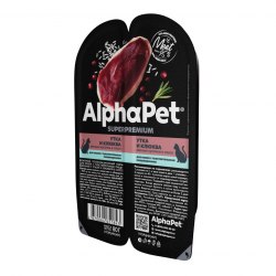 Влажный корм AlphaPet утка и клюква, мясные кусочки в соусе, 80г