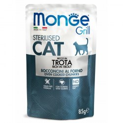 Влажный корм Monge Cat Grill для стерилизованных кошек, с форелью, паучи 85 г