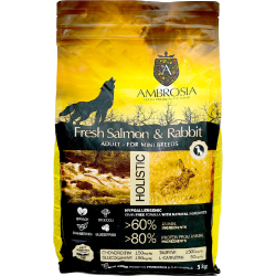 Сухой корм AMBROSIA GRAIN FREE холистик для собак мелких пород, лосось, кролик, 1,5кг