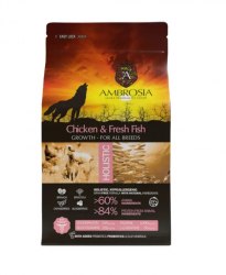 Сухой корм холистик AMBROSIA "GRAIN FREE" для щенков всех пород, курица, рыба, 6 кг