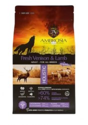 Сухой корм холистик AMBROSIA ''GRAIN FREE" для собак всех пород, оленина, ягненок, 12 кг