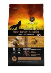 Сухой корм холистик AMBROSIA ''GRAIN FREE" для собак всех пород,с чувств.пищевар,индейка, кролик,12 кг