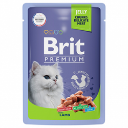 Консерва Brit Premium для взрослых кошек ягненок в желе 85 г