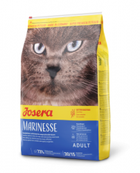 Сухой корм Josera Marinesse для кошек неравнодушных к рыбе и страдающих пищевой непереносимостью, особая рецептура включает в себя белки только из нескольких источников: лосося, риса и картофеля 2кг