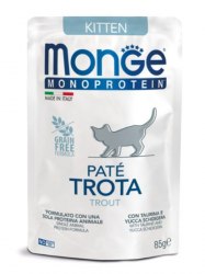 Влажный корм Monge Cat Kitten monoprotein для котят паштет из Форели 85 г