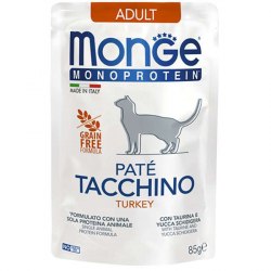 Влажный корм Monge Cat monoprotein turkey паштет из индейки 85 г
