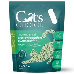 Наполнитель Cats Choice растительный комкующийся наполнитель, аромат"Зеленый чай" 6л