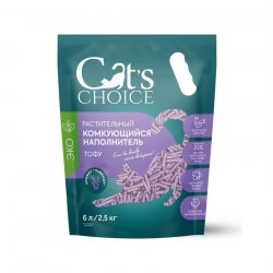 Наполнитель Cats Choice растительный комкующийся наполнитель, аромат"Лаванда" 6л
