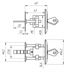 Механизм цилиндровый для накладного замка Зенит МЦ10-6
