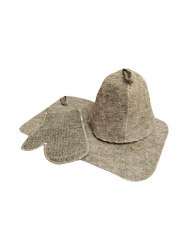 Набор из 3-х предметов для бани и сауны ТРИО супер эконом (шапка, коврик, рукавица)