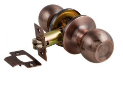 Ручка-защелка дверная S-Locked 6072-01-AB с ключом и фиксатором бронза