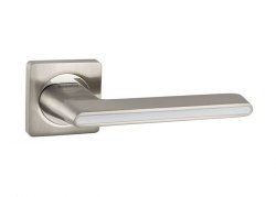 Ручки дверные S-Locked 180 SN/cp/White сатин белая полоска