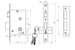 Замок врезной Омега ЗВ4-3/01 серебро