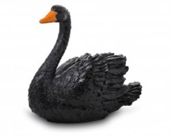 Садовая фигурка из гипса Лебедь средний (чёрный) 38*41см
