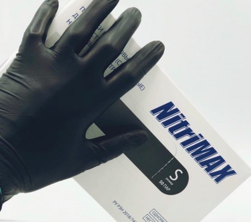 Перчатки нитриловые черные NITRIMAX одноразовые S XS M L (100 штук)