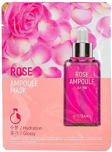 Ампульная маска с розовой водой Dr. CELLIO Rose Ampoule Mask 25мл