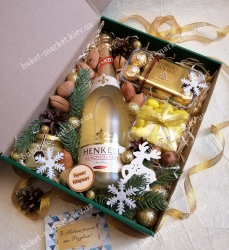 Новогодний подарочный набор с шампанским - Новорічний подарунковий набір з шампанським №610