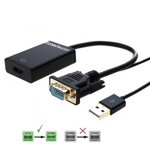 Конвертер HDMI на VGA + шнур стерео 3,5мм, металл REXANT