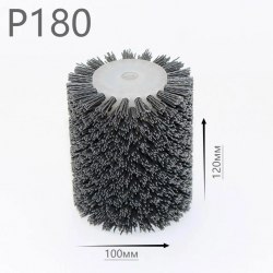 Нейлоновая щетка валик спиральная Д100 P180, по дереву на шлифмашину 9741 для браширования и зачистки плоских поверхностей из древесины MEGIX