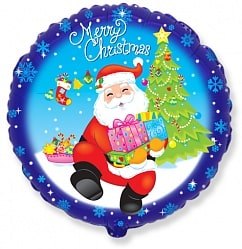 Фольгированный шар "Санта с подарками" 18″ (46 см)
