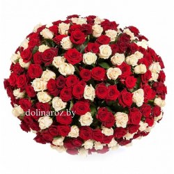 Цветы в корзине Красно-кремовый микс 251 роза