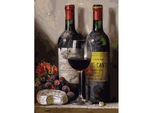 Картина для раскрашивания по номерам "Вино, сыр и виноград" (30*40)