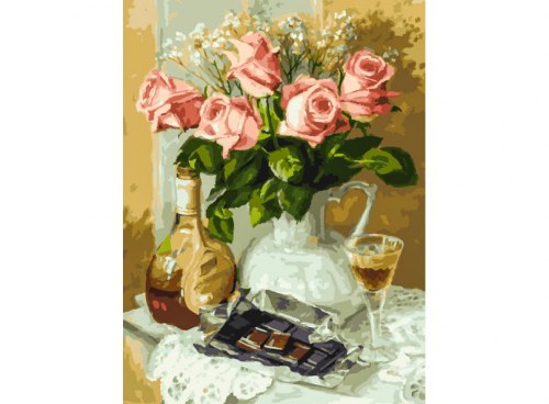 Картина для раскрашивания по номерам "Розы и шоколад" (30*40)