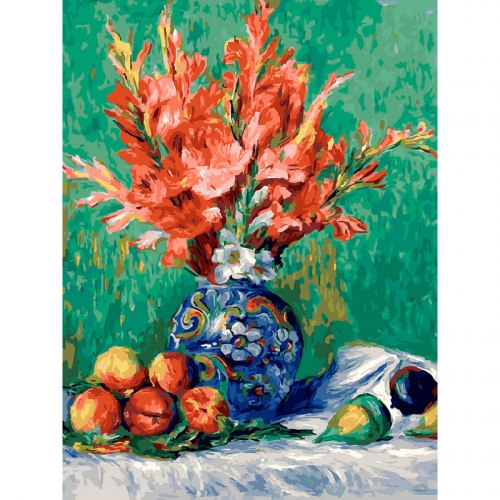 Картина для раскрашивания по номерам "Ренуар. Натюрморт с цветами и фруктами" (30*40)