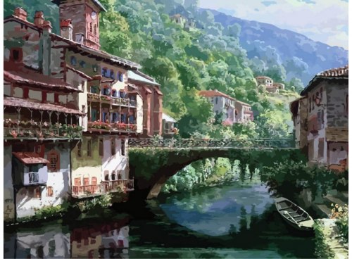 Картина для раскрашивания по номерам "Древний мост через Нив" (40*50)