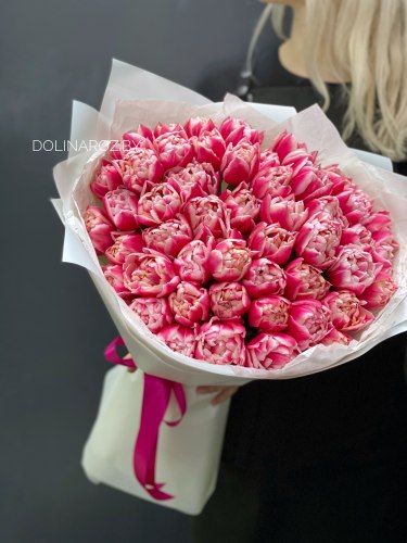 Букет тюльпанов "Розовый пион 51"